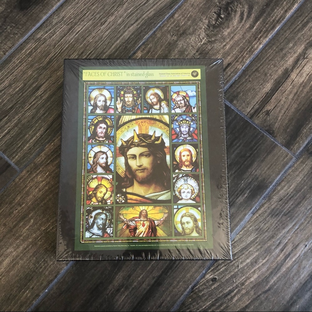 faces of Christ in stained glass over 500 pieces